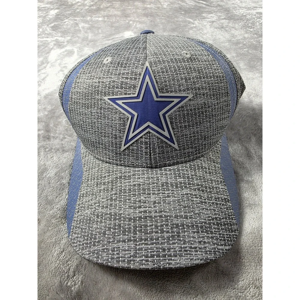 Dallas Cowboys Flexfit Hat Mens S/M Grey Blue Star Logo NFL Authentic Cap